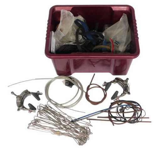 Cables, inner tubes and other spares, including a Weinmann 750 set of brakes, various bolts, hub...