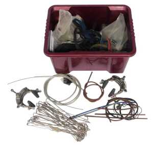 Cables, inner tubes and other spares, including a Weinmann 750 set of brakes, various bolts, hub...