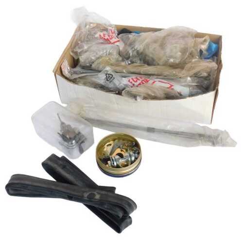 Various bicycle parts, including inner tubes, spokes, head bolts, etc. (1 box)