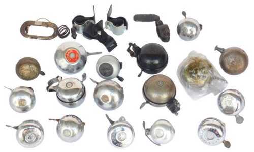 Various bells, including Lucas King of the Road bell, Tony Boswell's Cycles of York bell, CS...