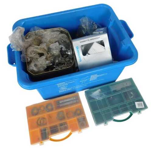 Bicycle spares, including bearings, brake pad sets, Shimano Cassette sprocket, Shimano SPD...