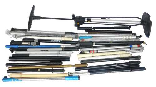 Various bicycle pumps, including Joe Blow Sprinter pump, bike pump, Zefal bike pumps, etc. (a...
