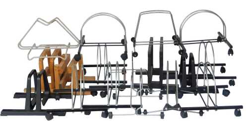 Various bicycle stands, including The Grand Stand, handmade pine stands, etc. (a quantity)