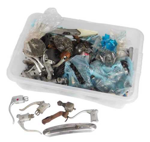 Bicycle spares, including brake handles, free wheels, mudguards, Dynamo sets, wheel hubs,...