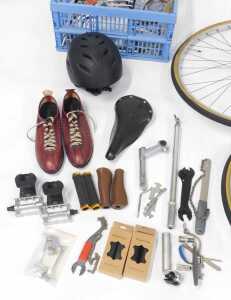 Bicycle spares, including pedals, bicycle grips, brake levers, headset, Bluemels chromed bicycle... - 3