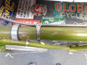 A Bates bicycle, with a Reynolds 531 green frame with applied advertising, chrome handlebars and... - 8