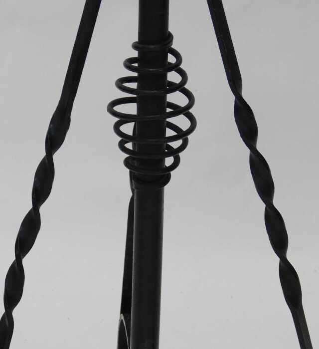 A late 19th/early 20thC wrought iron and brass adjustable floor lamp ...