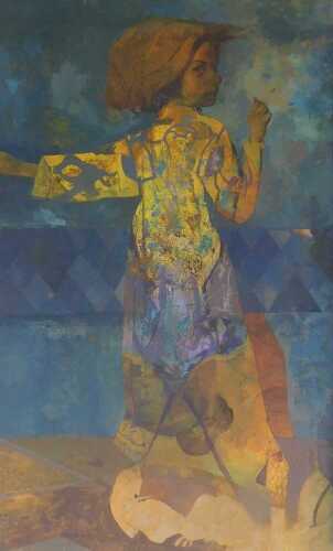 Leonard H Rosoman RA (1913-2012). Actress Jill Bennett (1931-1990), performing on stage, oil on...