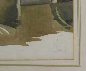 Averil Mary Burleigh (1883-1949). Figures on a bridge, watercolour, 28cm x 36.5cm. 
Label verso,... - 3