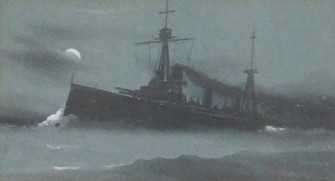 Avondale (19thC/20thC). HMS New Zealand, watercolour, signed and titled, 9.5cm x 18cm.