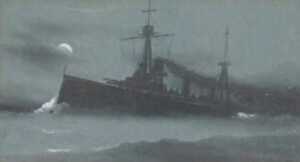 Avondale (19thC/20thC). HMS New Zealand, watercolour, signed and titled, 9.5cm x 18cm.
