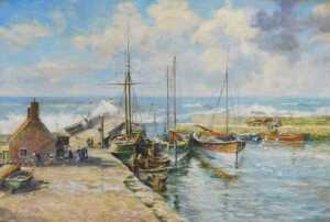 Alan C Robinson (20thC). Harbour scene, oil on canvas, signed and dated (19)96, 49cm x 73cm.