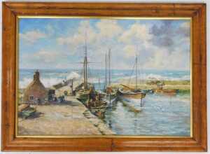 Alan C Robinson (20thC). Harbour scene, oil on canvas, signed and dated (19)96, 49cm x 73cm. - 2