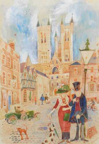 Colin Carr (1929-2002). Castle Square Lincoln, watercolour, signed, 51cm x 35cm.