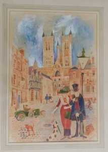 Colin Carr (1929-2002). Castle Square Lincoln, watercolour, signed, 51cm x 35cm. - 2