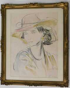 Augustus Edwin John (1878-1961). Portrait of a woman wearing a hat, watercolour, signed, 45cm x... - 2