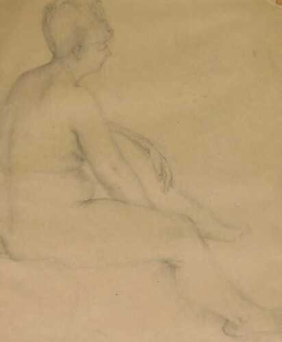 Augustus Edwin John (1878-1961). Nude study, pencil, signed, 29.5cm x 25cm.