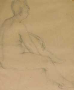 Augustus Edwin John (1878-1961). Nude study, pencil, signed, 29.5cm x 25cm.