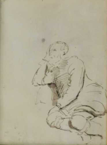 18thC/19thC. Study of a gentleman, ink sketch, 18.5cm x 13.5cm.