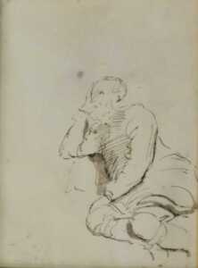 18thC/19thC. Study of a gentleman, ink sketch, 18.5cm x 13.5cm.