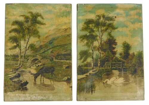 19thC British School. River landscapes, oil on canvas - pair, 38cm x 25.5cm (2).