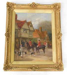 Heywood Hardy (1842-1933). The Hunt, oil on canvas, signed, 47.5cm x 36cm. Label verso, Haynes... - 2
