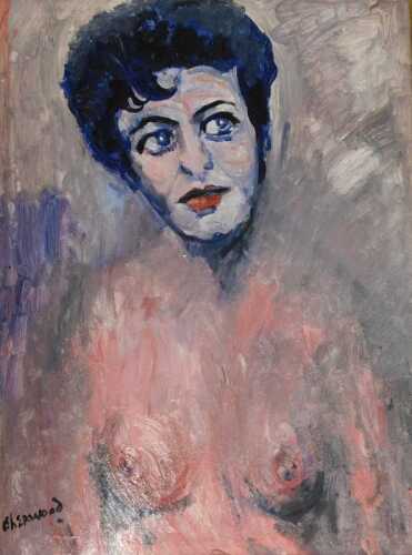 Lawrence James Isherwood (1917-1989). Coronation St, Pat Phoenix, oil on board, signed and...