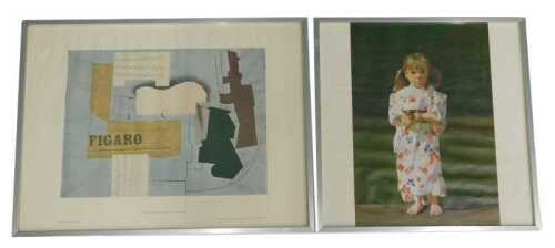 After Pablo Picasso. Guitar, glass and bottle 1912, coloured print, published The Tate Gallery,...