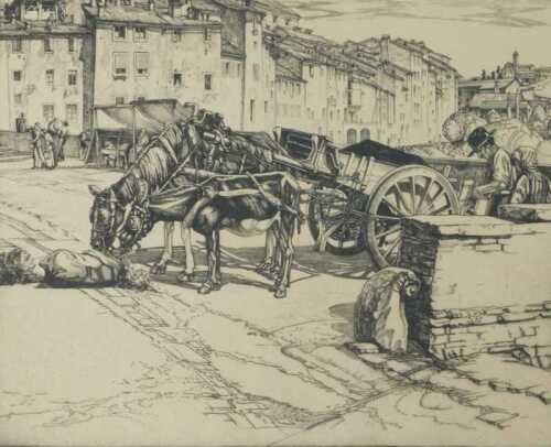 Edgar Owen Jennings (1899-?). Sand cast, Siena, artist signed and titled etching, 20/75, 27cm x...