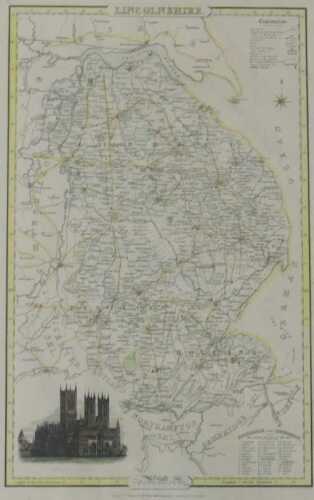 Lincolnshire. Colour print map, published Pigot & Co, 36.5cm x 26cm.
