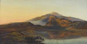 Charles Leslie (1835-1890). Snowdonia landscape, the mountain range rising in the distance, with...