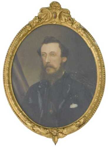19thC School. Head and shoulders portrait of a gentleman, oil, 19cm x 15cm.