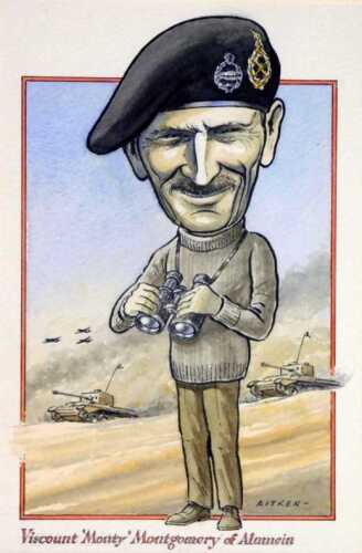 Kenneth Aitken (1929-2003). Viscount 'Monty' Montgomery of Alamein, watercolour, signed and...