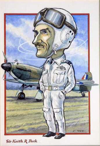 Kenneth Aitken (1929-2003). Sir Keith R Park, watercolour, signed and titled, 23cm x 16cm....
