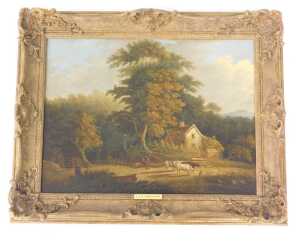 Julious Caesar Ibbbetson (1759-1817). Pastoral scene with a rustic seated on a felled tree... - 2