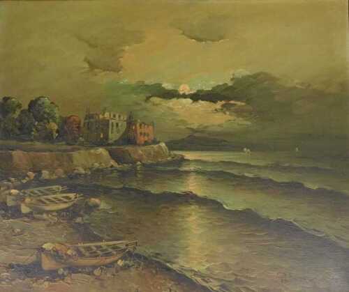 Petrin (20thC). Bay of Naples, oil on canvas, signed and titled verso, 50cm x 60cm.
