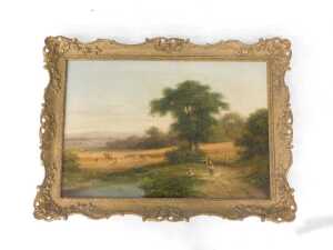 Walter Heath Williams (act.1841-c.1876). Harvest scene, a boy seated on the ground talking to a... - 2