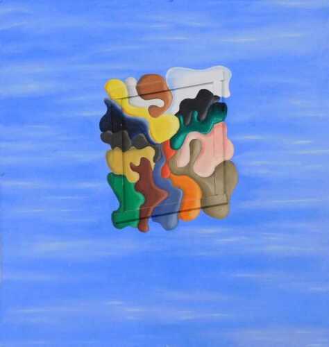 20thC School. Abstract study, 3D oil on canvas laid on board, 83cm x 79cm.
