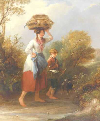 Alex Johnstone (19thC). Going to market, oil on canvas, signed and dated 1840, 75cm x 62cm....