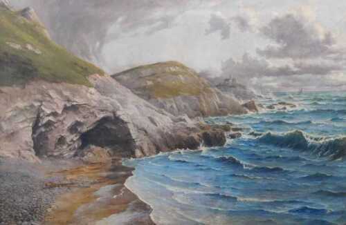 Walter W Goddard (act. c1906). Coastal scene, oil on canvas, signed, 100cm x 151.5cm.