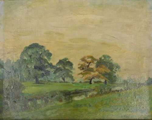 William S Taylor (1920-2010). Lincolnshire River, oil on board, titled and dated 1938 verso,...