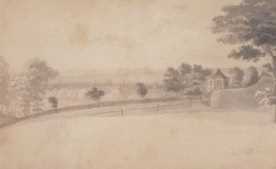 J M W Turner. Landscape (with study verso), pencil drawing, signed, 13cm x 19.5cm.