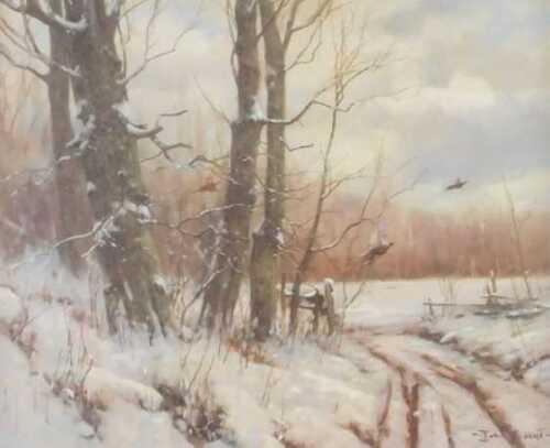 John Trickett (b.1952). Pheasants flushed from the woods, artist signed limited edition coloured...