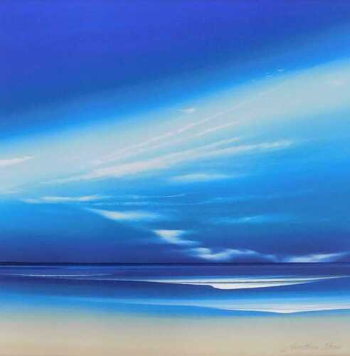 Jonathan Shaw (b.1959). Coastal scene, oil on board, signed, 29cm x 29cm Label verso, DeMontfort...