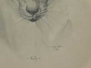 David Waller (B.1945). Dylan, Dude, Manay, Kelly, four framed and mounted drawings, signed,... - 3