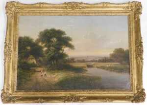 Walter Williams (act. 1841-1881). River landscape with children, oil on canvas, attributed on... - 2