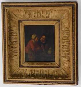 Charles Venneman (1802-1875). Figures at the Inn, oil on panel, attributed on mount, 17cm x 14cm. - 2