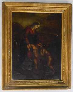 18thC/19thC Continental School. Madonna with two children, oil on panel, 37cm x 28cm. - 2