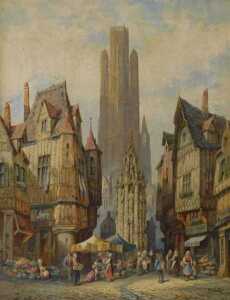 Henry Thomas Schaefer (1815-?). Place de la Croix de St.Pierre Rouen, Normandy, oil on canvas,...