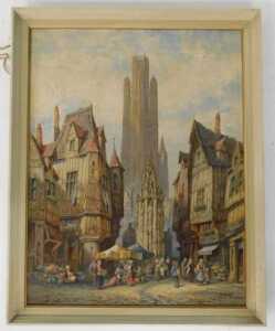 Henry Thomas Schaefer (1815-?). Place de la Croix de St.Pierre Rouen, Normandy, oil on canvas,... - 2